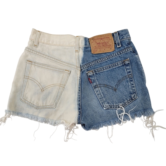 Two-Tone Distressed Denim Shorts - Picture 2 of 7